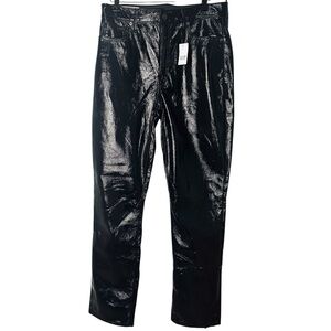 GAP Vintage Slim High Rise Vegan Patent Leather Black pants Size 30L. NWT